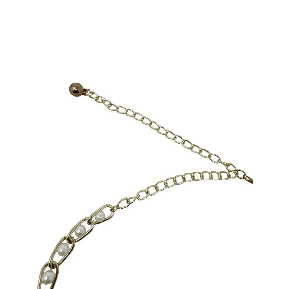 Y2K Vintage Gold Pearl Chain Link Belt – Dainty Oval Mariner Style Adjustable
